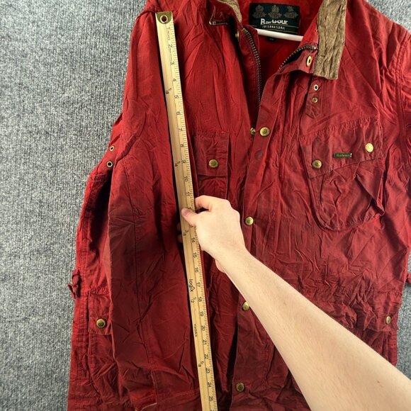 Barbour International Gauging Waxed Canvas Jacket Red Size XL Women Full Zip - Picture 10 of 16